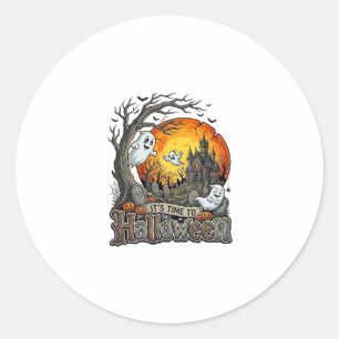 Adesivo É Hora Halloween Casa Assombrada Cemitério Assusta