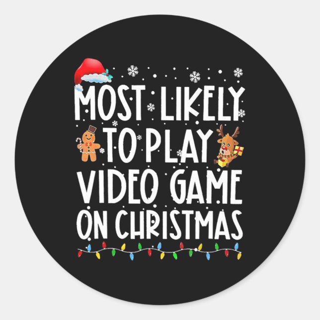 Adesivo É Mais Provável Jogar Videos games No Natal (Frente)