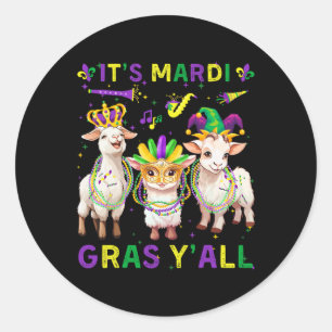 Adesivo É Mardi Gras Y'all Goats Jester Mask Miçangas Mulh