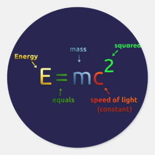 Adesivo E = MC^2. E igualam MC esquadrado