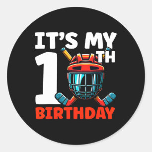 Adesivo É Meu 10º Aniversário Jogador de Hóquei 10 Anos K