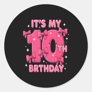 Adesivo É Meu 10 Aniversário Coquette Laço Menina Fofa 10