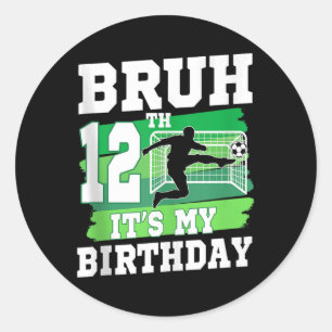 Adesivo É meu 12º aniversário, festa de futebol masculino