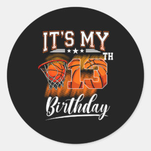Adesivo É Meu 13º Aniversário Tema de Basquete 13 Anos de 