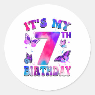 Adesivo É Meu 7º Aniversário Tema Borboleta Menina de 7 An