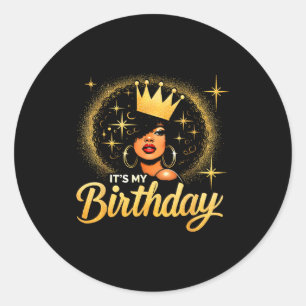 Adesivo É Meu Aniversário Rainha Afro-Americana Negra Afro