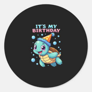 Adesivo É Meu Aniversário Tartaruga Marinha Fofa Aniversár