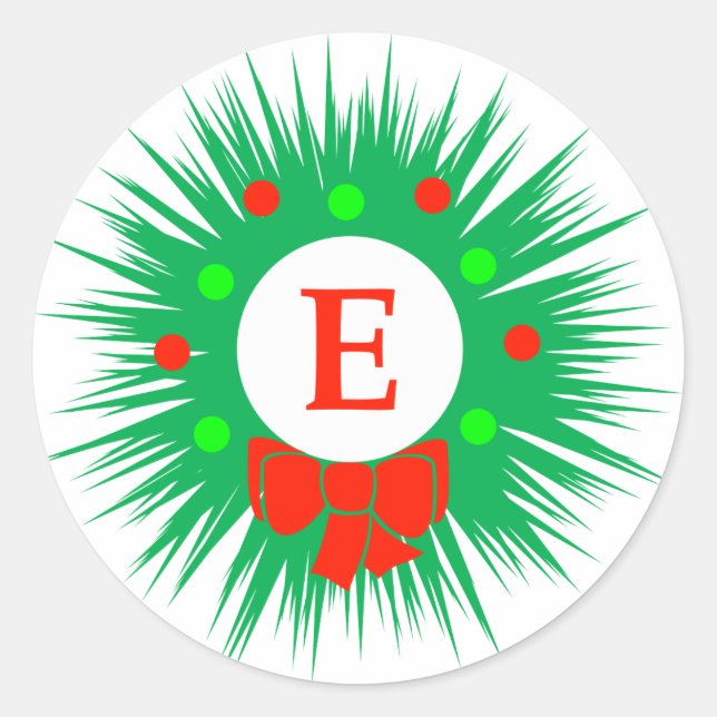 Adesivo E Monograma (coroa de Natal moderna) (Frente)