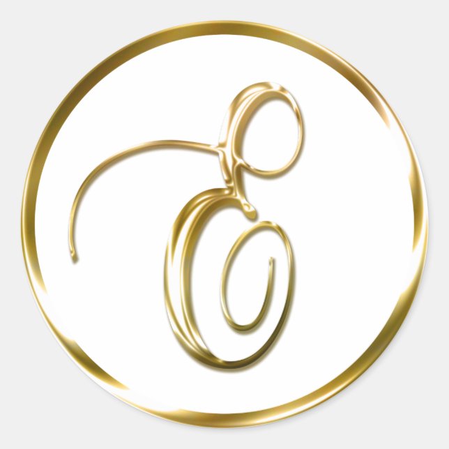 Adesivo E Monograma Faux Envelope Dourado Ou Favor Selo (Frente)