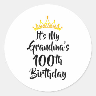 Adesivo É o 100º Aniversário da Minha Avó Coroa Feliz 100