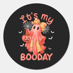 Adesivo É o Dia do Meu Boo de Halloween Jeans Rosa Anivers