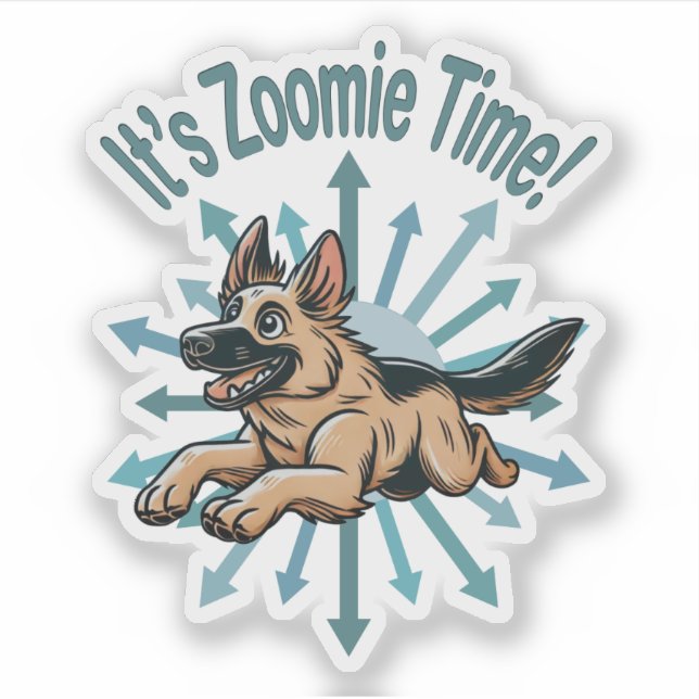 Adesivo É o German shepherd do Tempo Zoomie (Frente)