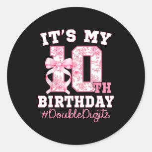 Adesivo É o meu 10º aniversário Menina Dígitos Duplos Coqu