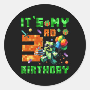 Adesivo É o meu 3º aniversário Pixel Número Jogo de Vídeo 