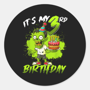 Adesivo É o meu 3º aniversário Zumbi 3 anos Feliz Hallo
