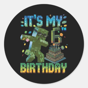 Adesivo É o Meu 6º Aniversário Gamer Pixel Número Aniversá