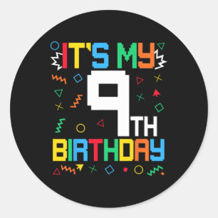 Adesivo É o meu aniversário de 9 anos Gamer Crianças Vídeo