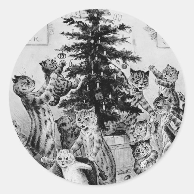 Adesivo É o Natal de um Gato - Vinhetas Louis Wain (Frente)