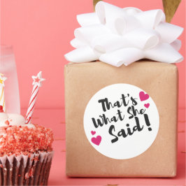 Adesivo “É o que ela disse” Humor sarcástico - Divertido