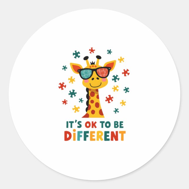 Adesivo É Ok Ser Diferente Girafa Conscientização do Autis (Frente)