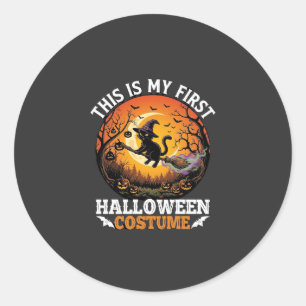 Adesivo É Primeiro Fantasia de Halloween Gato Preto Vassou