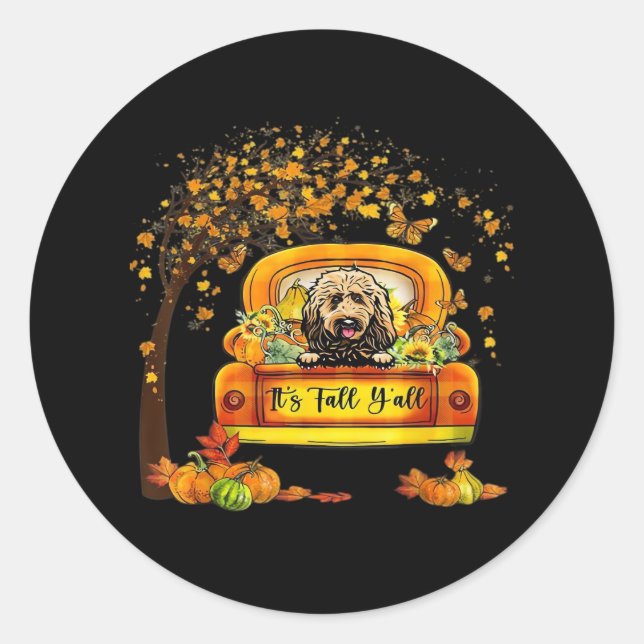 Adesivo É Pumpkin de Goldendoodle e Ação de Graças (Frente)