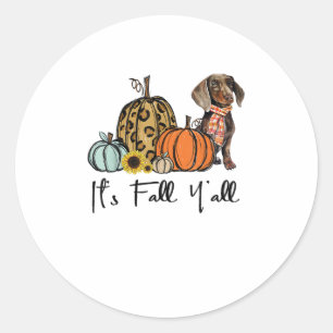 Adesivo É "Queda Y'all Yellow Dachshund Dog Leopard Pumpk"