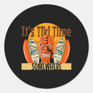 Adesivo É Tiki Time em algum lugar do Havaí, Surfboa Tropi