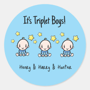 Adesivo É Triplet Boys, Bebês Triplet Personalizados!