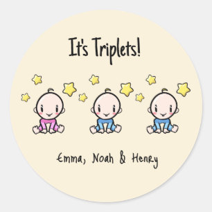 Adesivo É Triplets, Bebês Triplet Personalizados!