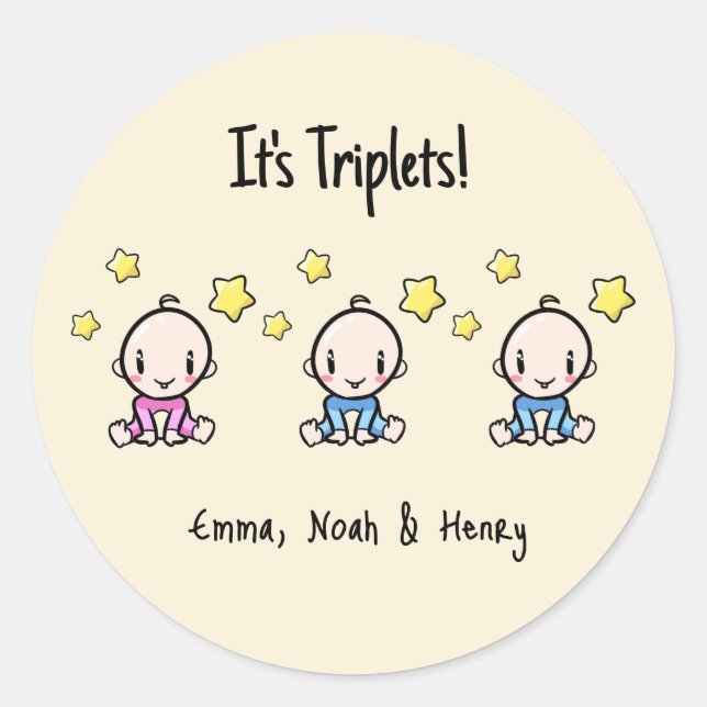 Adesivo É Triplets, Bebês Triplet Personalizados! (Frente)