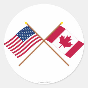 Adesivo E.U. e bandeiras cruzadas Canadá
