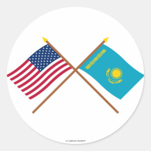 Adesivo E.U. e bandeiras cruzadas Kazakhstan
