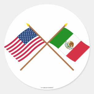 Adesivo E.U. e bandeiras cruzadas México