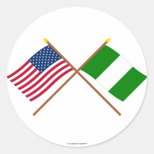 Adesivo E.U. e bandeiras cruzadas Nigéria