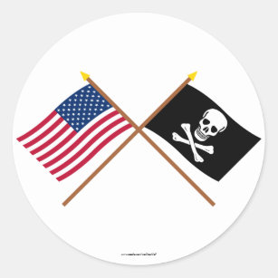 Adesivo E.U. e bandeiras cruzadas pirata