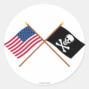 Adesivo E.U. e bandeiras cruzadas pirata
