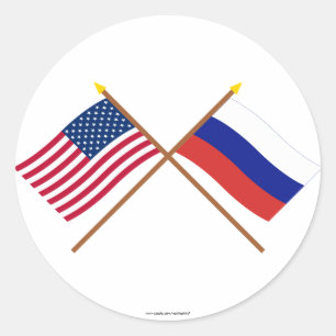 Adesivo E.U. e bandeiras cruzadas Rússia
