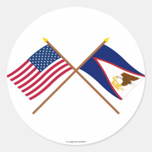 Adesivo E.U. e bandeiras cruzadas Samoa Americanas