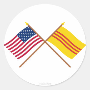 Adesivo E.U. e bandeiras cruzadas sul de Vietnam
