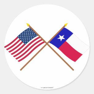 Adesivo E.U. e bandeiras cruzadas Texas