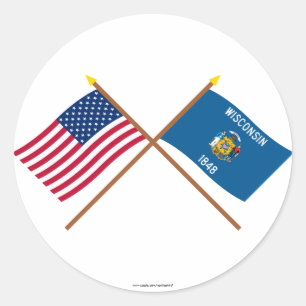 Adesivo E.U. e bandeiras cruzadas Wisconsin