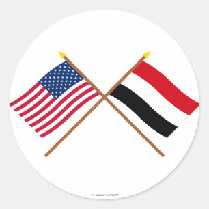 Adesivo E.U. e bandeiras cruzadas Yemen