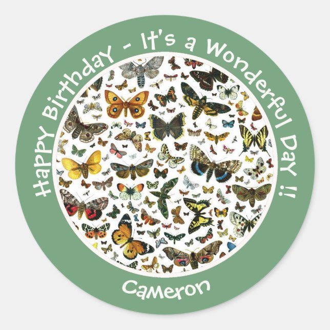 Adesivo É um Aniversário da Borboleta, Collage Items for P (Frente)