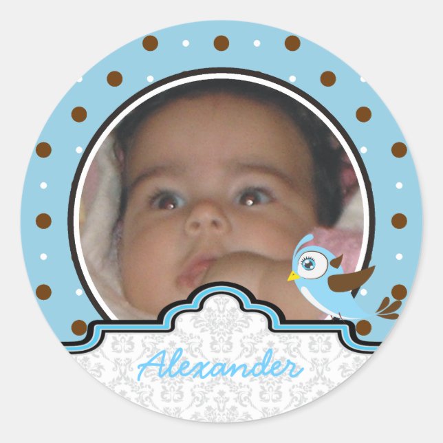 Adesivo É um anúncio de fotos de polkadot de parto de bebê (Frente)