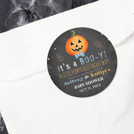Adesivo É um Boo-y! Chá de fraldas de Halloween de Pequeno