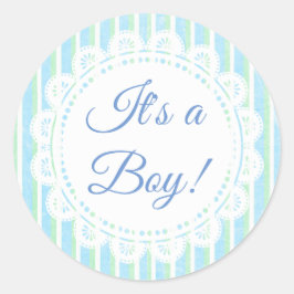 Adesivo É um "Boy Blue and Green Striped Stickers"