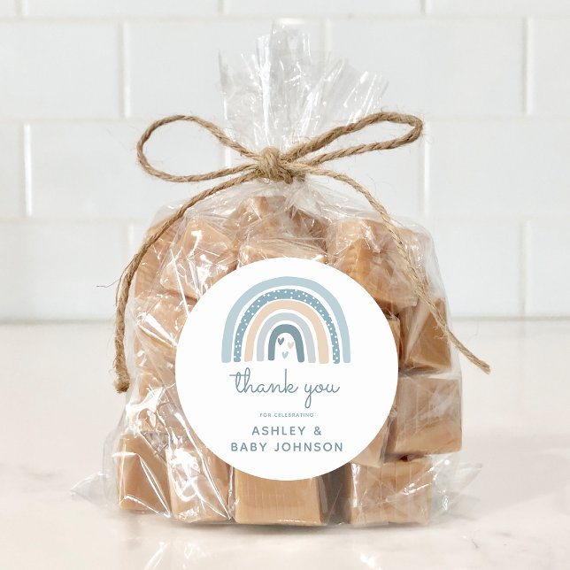 Adesivo É um Chá de fraldas "Boy Boho Rainbow" Obrigado (Criador carregado)