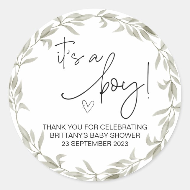 Adesivo  É um Chá de fraldas de Festa Justa e Clássica  (Frente)