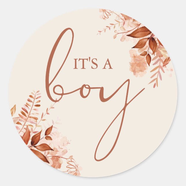 Adesivo É Um Chá de fraldas De outono Russo Rapaz (Frente)